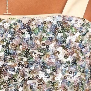 Lulus dazzling nights cream multi sequin tie strap crop top size small